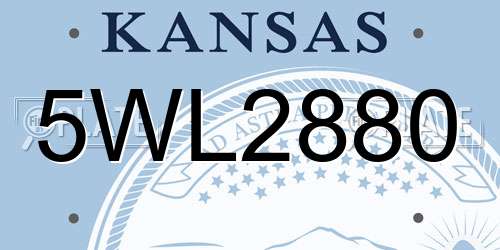 5WL2880 Kansas License Plate