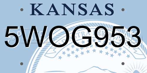 5WOG953 Kansas License Plate