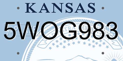 5WOG983 Kansas License Plate
