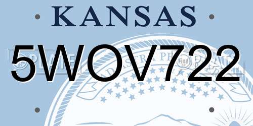 5WOV722 Kansas License Plate