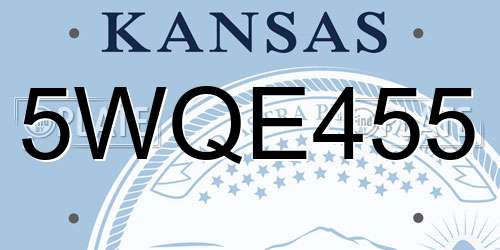 5WQE455 Kansas License Plate