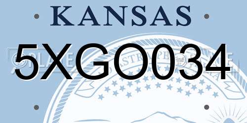 5XGO034 Kansas License Plate