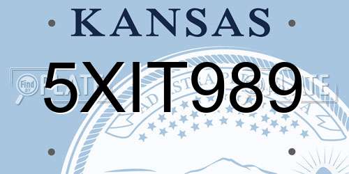 5XIT989 Kansas License Plate