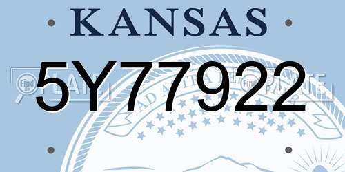 5Y77922 Kansas License Plate