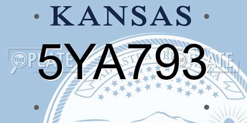 5YA793 Kansas License Plate