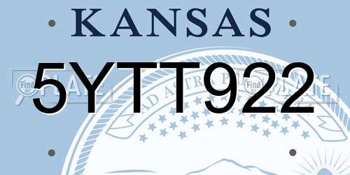 5YTT922 Kansas License Plate