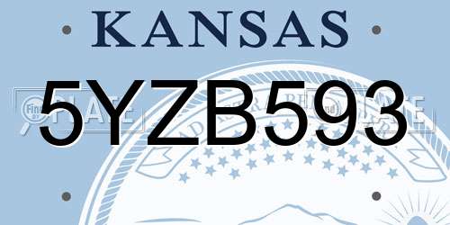 5YZB593 Kansas License Plate