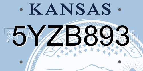 5YZB893 Kansas License Plate