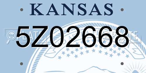 5Z02668 Kansas License Plate