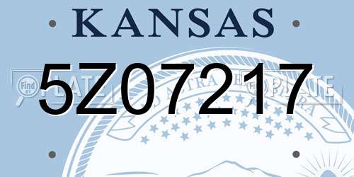 5Z07217 Kansas License Plate