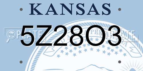 5Z28O3 Kansas License Plate