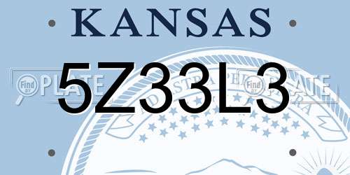 5Z33L3 Kansas License Plate
