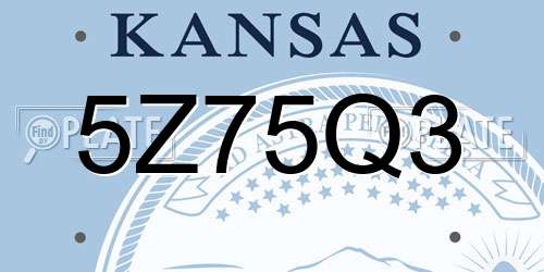 5Z75Q3 Kansas License Plate