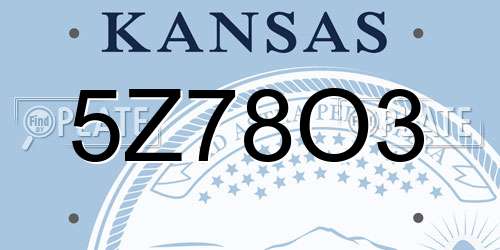 5Z78O3 Kansas License Plate