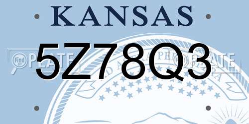 5Z78Q3 Kansas License Plate