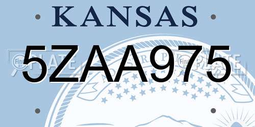 5ZAA975 Kansas License Plate