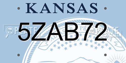 5ZAB72 Kansas License Plate