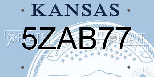5ZAB77 Kansas License Plate