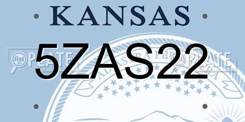 5ZAS22 Kansas License Plate