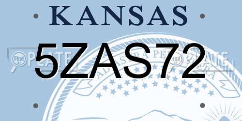 5ZAS72 Kansas License Plate