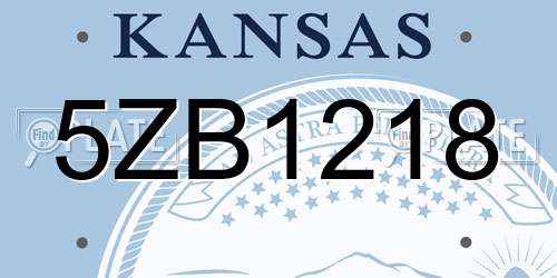 5ZB1218 Kansas License Plate