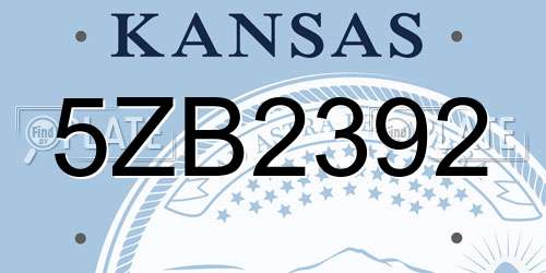 5ZB2392 Kansas License Plate