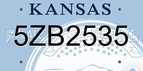 5ZB2535 Kansas License Plate