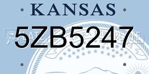 5ZB5247 Kansas License Plate
