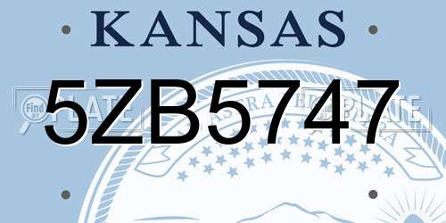 5ZB5747 Kansas License Plate