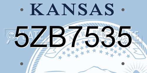 5ZB7535 Kansas License Plate