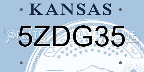 5ZDG35 Kansas License Plate
