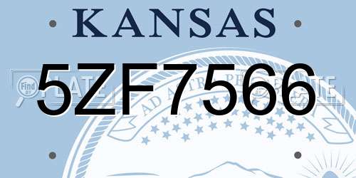 5ZF7566 Kansas License Plate