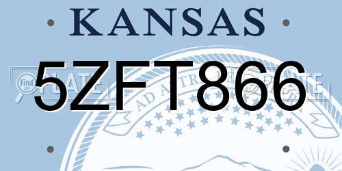 5ZFT866 Kansas License Plate