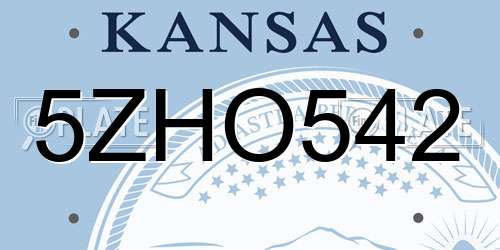 5ZHO542 Kansas License Plate
