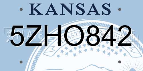 5ZHO842 Kansas License Plate