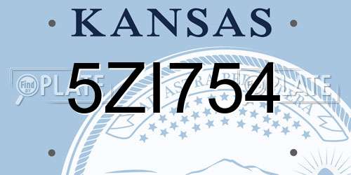 5ZI754 Kansas License Plate