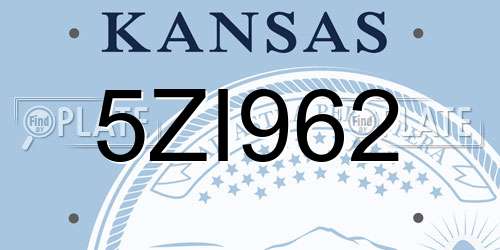 5ZI962 Kansas License Plate