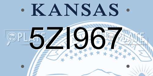 5ZI967 Kansas License Plate