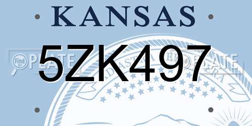 5ZK497 Kansas License Plate
