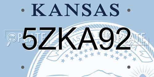 5ZKA92 Kansas License Plate
