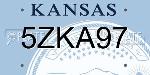 5ZKA97 Kansas License Plate
