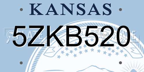 5ZKB520 Kansas License Plate
