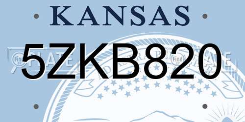 5ZKB820 Kansas License Plate