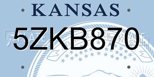5ZKB870 Kansas License Plate
