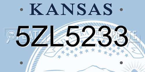 5ZL5233 Kansas License Plate