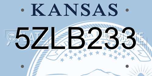 5ZLB233 Kansas License Plate