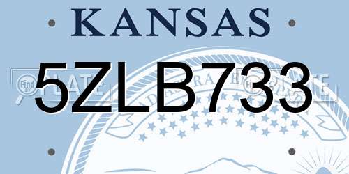 5ZLB733 Kansas License Plate