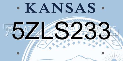 5ZLS233 Kansas License Plate