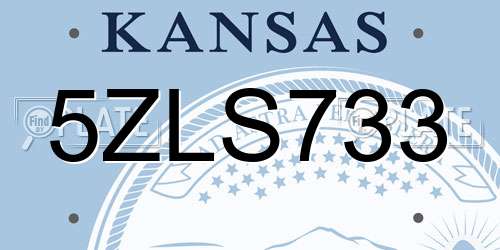 5ZLS733 Kansas License Plate