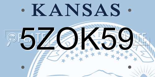 5ZOK59 Kansas License Plate